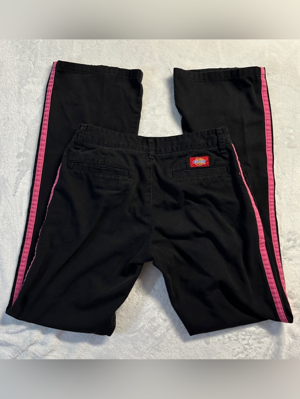 Y2K DICKIES women's black pink stripe straight leg skater pants, 26".